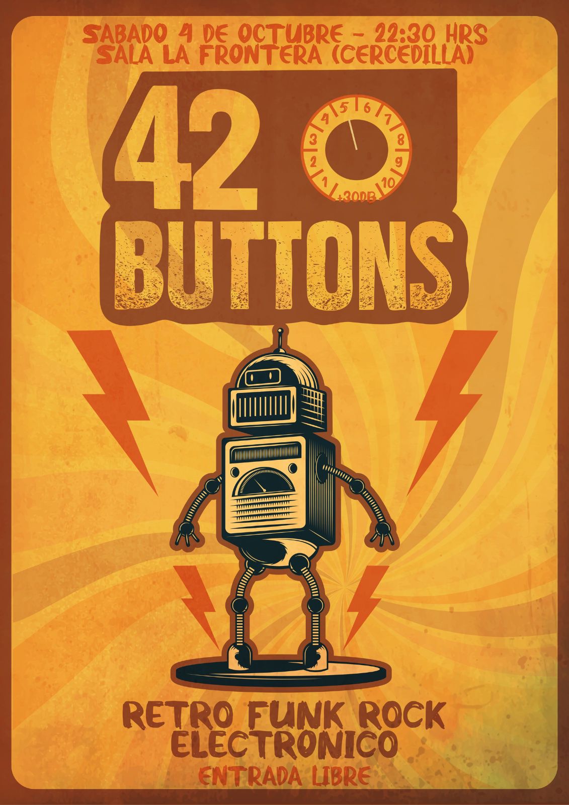 Cartel 42 buttons concierto La frontera Cercedilla